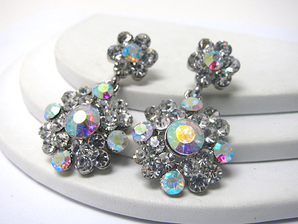 Crystal deco flower dangle earring