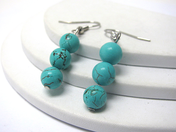 Three turquoise ball link earring