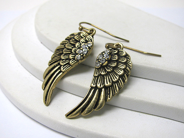 Crystal deco metal angel wing earring