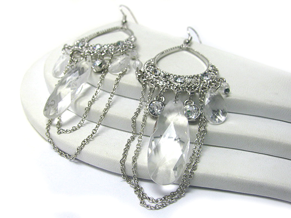 Crystal and acrylic stone deco party earring