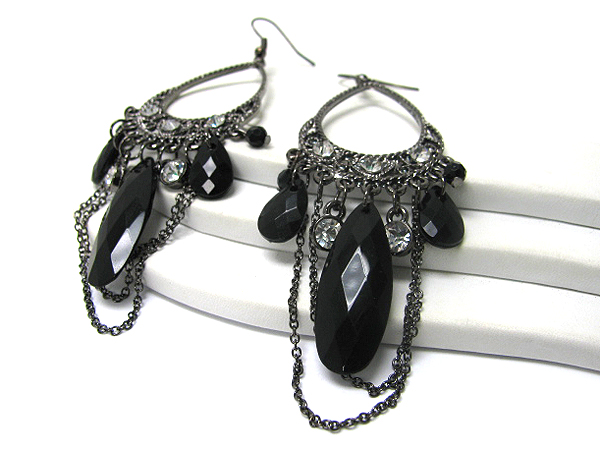 Crystal and acrylic stone deco party earring