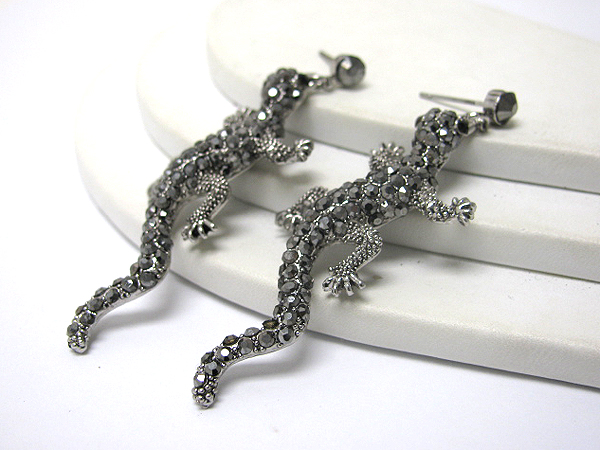 Crystal stud lizard earring