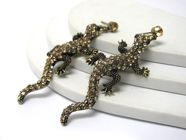 Crystal stud lizard earring