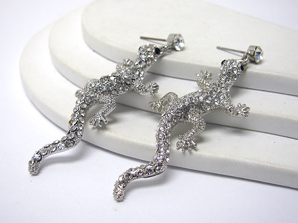 Crystal stud lizard earring