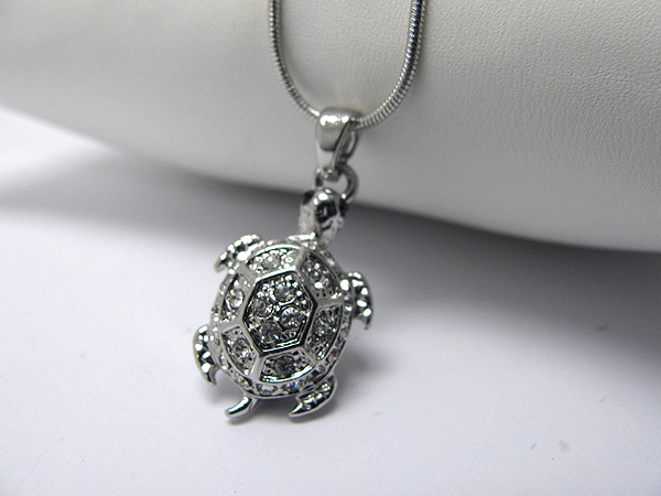 Crystal stud turtle necklace