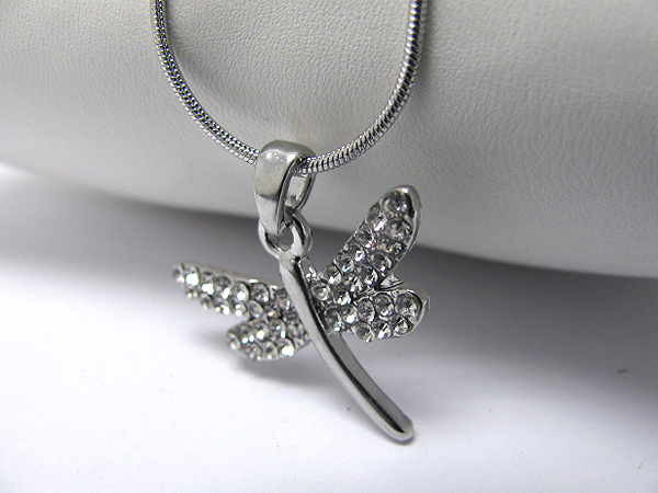 Crystal stud dragonfly necklace