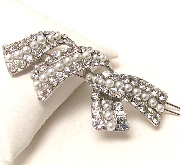 Crystal and pearl deco hair pin