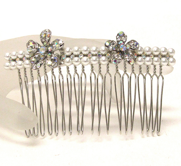 Crystal flower and pearl deco hair comb