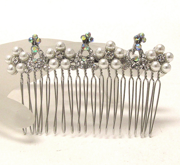 Pearl flower and crystal deco hair comb