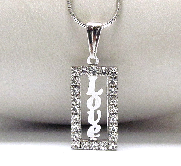 Made in korea whitegold plating crystal deco love pendant necklace