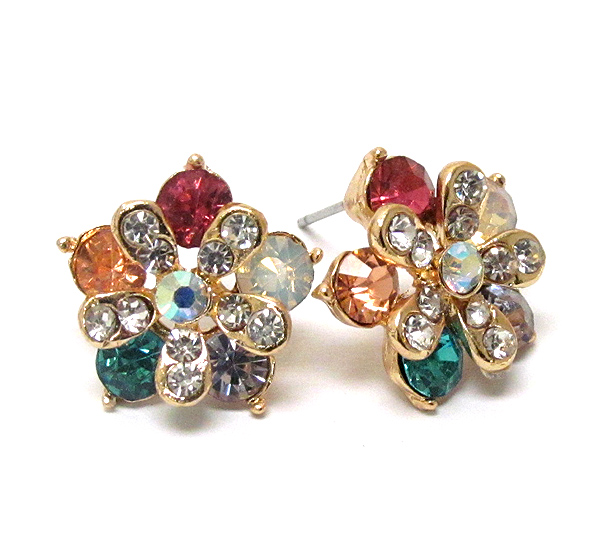 Crystal flower stud earring