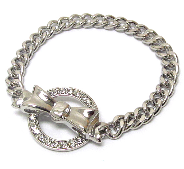 Crystal ring and ribbon toggle bracelet