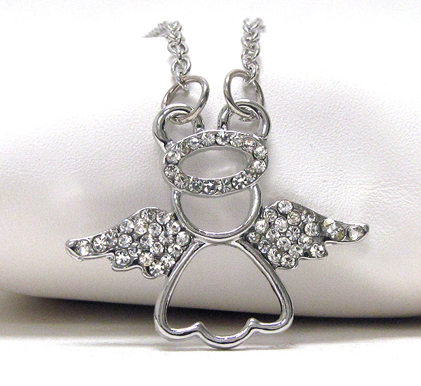 Crystal deco angel pendant necklace 