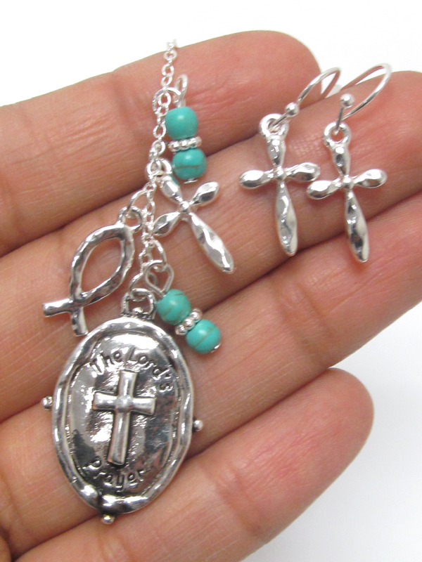 Lords prayers theme charm necklace set  