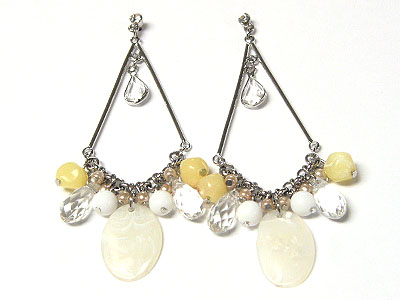 Glass beads and shell chip drop earring