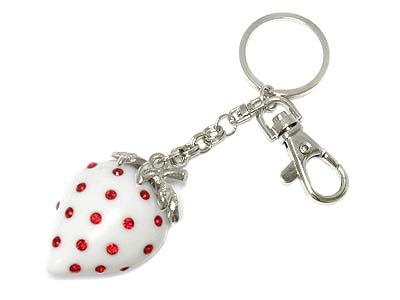 Crystal stud acryl strawberry key chain charm