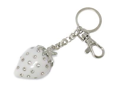 Crystal stud acryl strawberry key chain charm