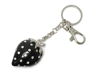 Crystal stud acryl strawberry key chain charm