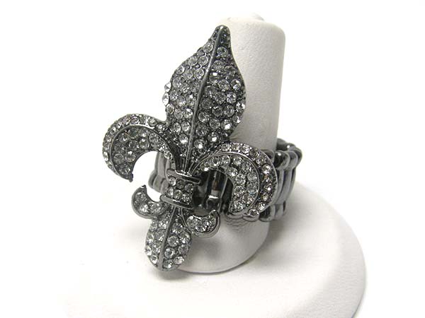 Crystal fleur de lis stretch ring