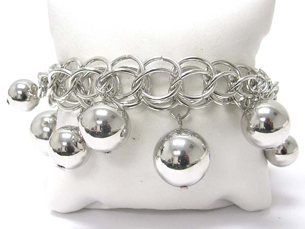 Metal ball charm  metal link bracelet