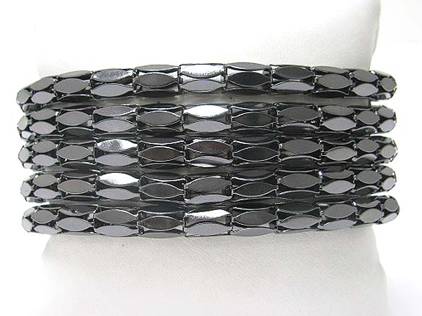 Five row metal tube chain link bracelet