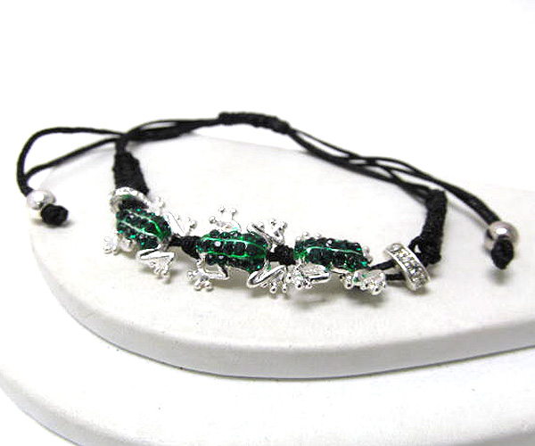 Crystal frogs theme and braided yarn frienship bracelet