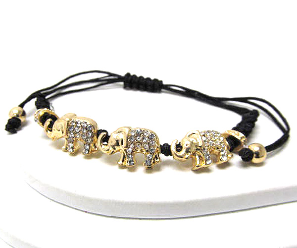 Crystal elephant thme and braided yard frienship bracelet