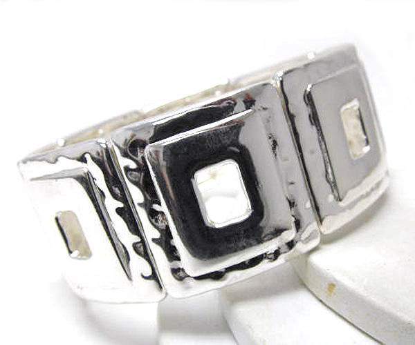 Square  hammerd silver taylor design stretch bracelet