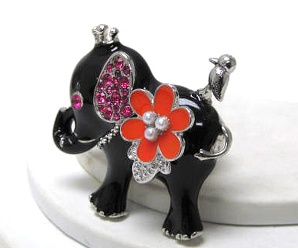 Crystal fashion colorful elephant stretch ring