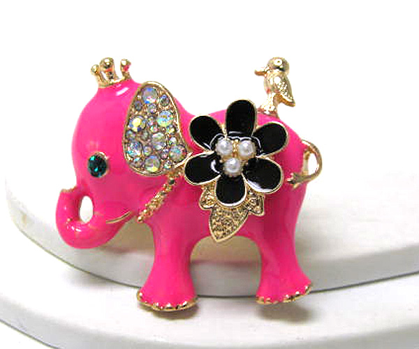 Crystal fashion colorful elephant stretch ring