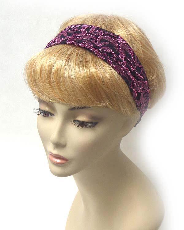 Flower pattern lace stretch headband