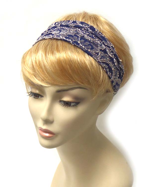 Flower pattern lace stretch headband