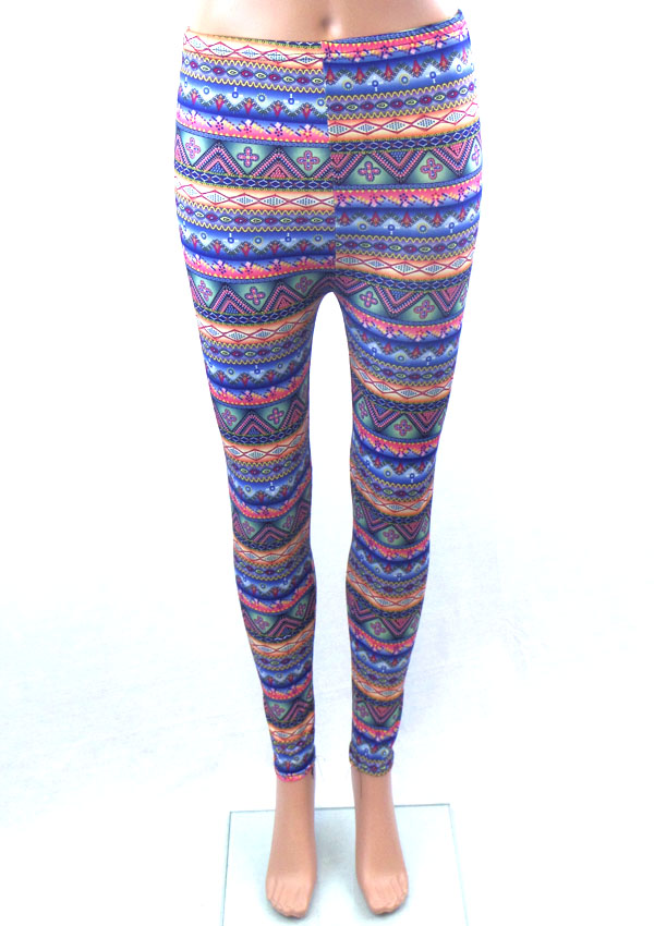 Aztec pattern elastic leggings -western