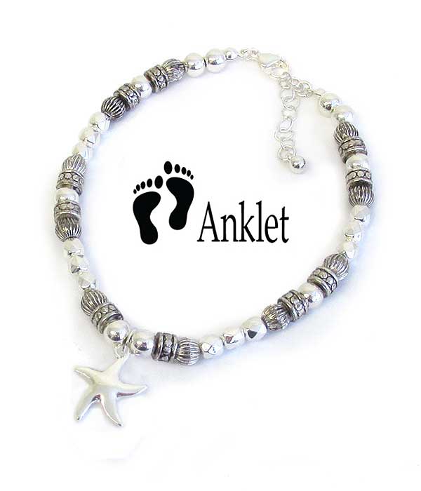 Sealife theme charm anklet - starfish