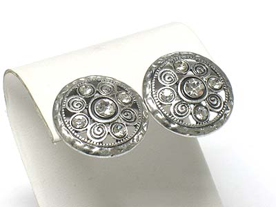 Crystal stud metal casting earring