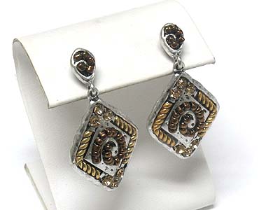 Two tone metal casting earring