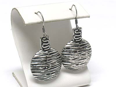 Burnish metal art round drop earring