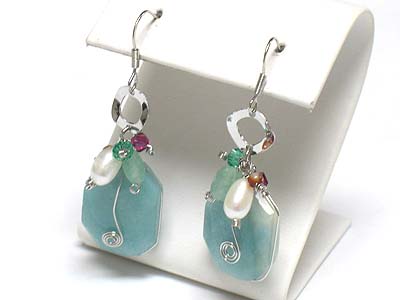 Semi precious stone drop earring