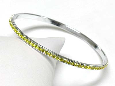 Rhinestone single line metal bangle