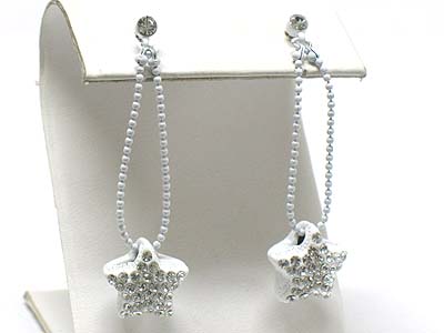 Crystal stud enamel metal puffy star drop earring