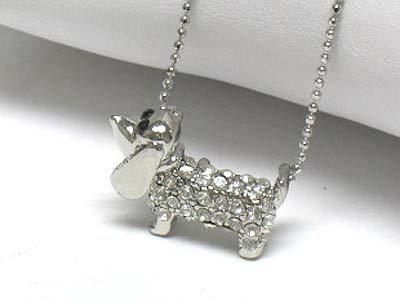 Crystal puppy pendant necklace