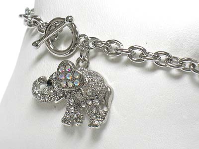 Crystal elephant charm bracelet