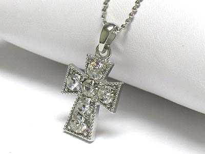 Crystal stud cross pendant neckalce