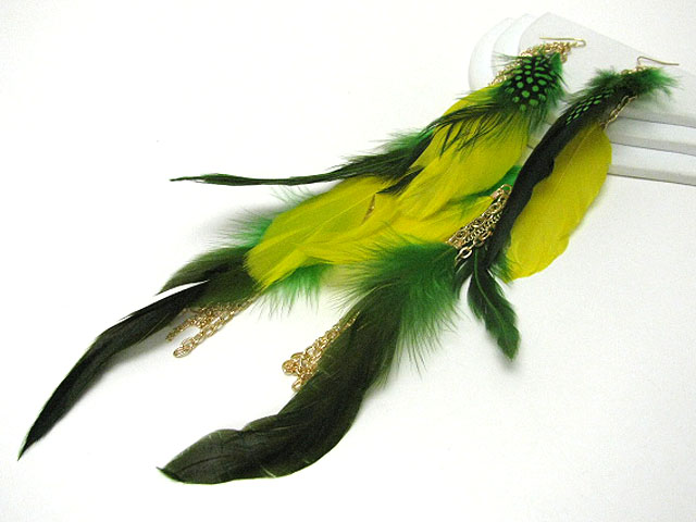 14 inch super long feather drop earring