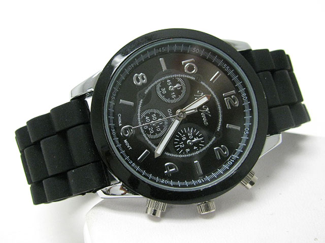 Acryl round face rubber band boy friend watch