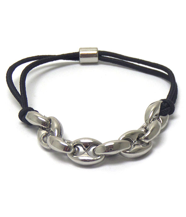 Chain link stretch bracelet or ponytail band