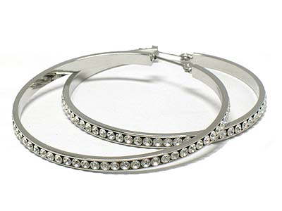 Crystal round hoop earring - hoops