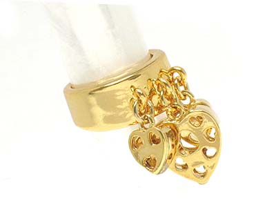 Triple heart dangles plain ring