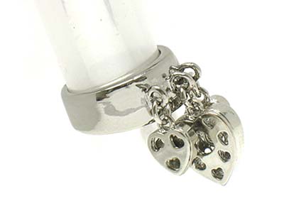 Triple heart dangles plain ring