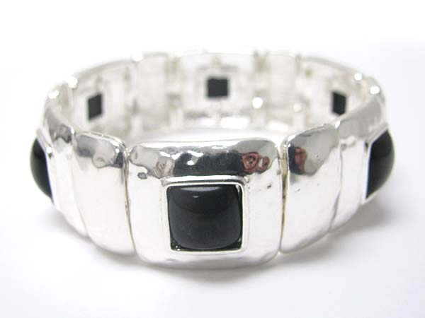 Formica stone and casting metal stretch bracelet